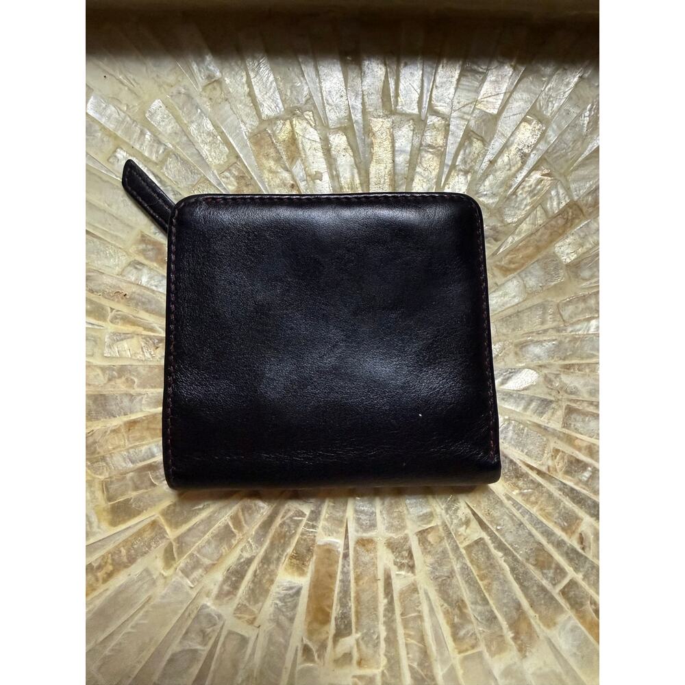 ili New York Leather Bifold Wallet Black Red RFID Mini Compact